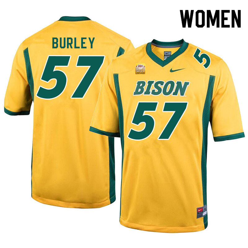 Women #57 Allante Burley North Dakota State Bison College Football Jerseys Sale-Yellow